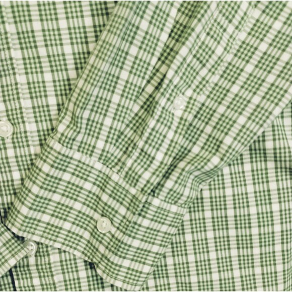 J Crew Shirt Men's XL Flex Washed Slim Untucked Button Down Collar Green Plaid - Picture 3 of 11